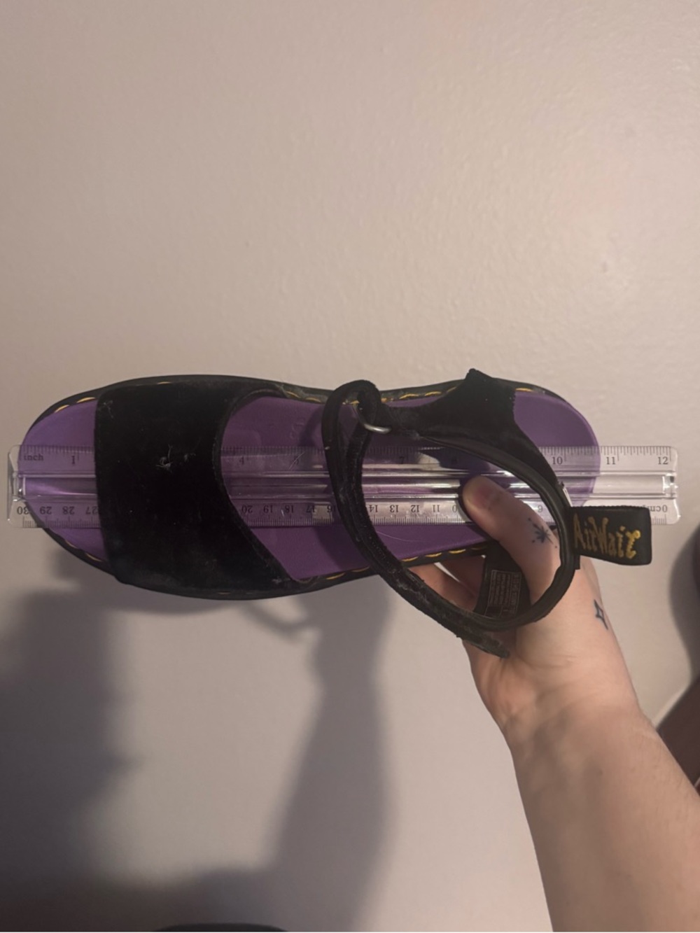 Black and Purple Platform Doc Marten X-Girl Sandals - Picture 4 of 5